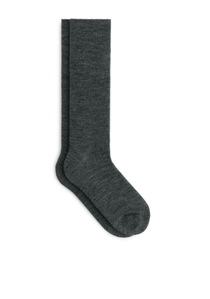 Ribbed Wool-Blend Socks - Grey