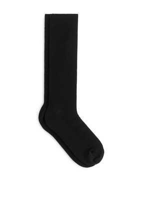 Ribbed Wool-Blend Socks - Black