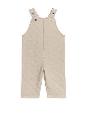 Quilted Dungarees - Beige