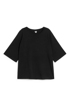 Drapy Cotton T-Shirt - Black