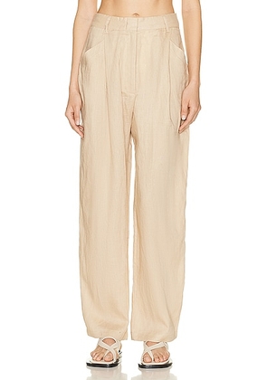 AEXAE Linen Highrise Trousers in Beige - Beige. Size L (also in M, S, XL, XS).