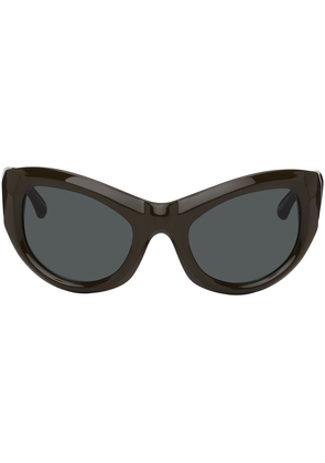 Dries Van Noten SSENSE Exclusive Brown Linda Farrow Edition Goggle Sunglasses