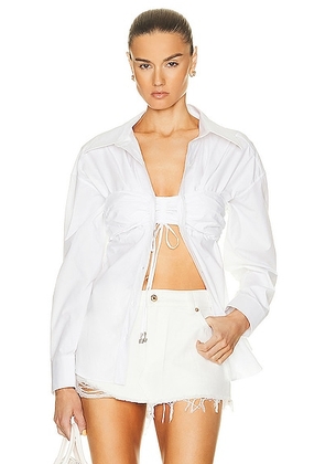 Alexander Wang Ruched Bandeau Shirt in White - White. Size 2 (also in ).