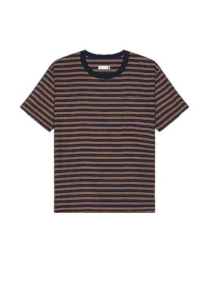 TS(S) Combination Horizontal Stripe Viscose*polyester Cloth Pocket T-shirt in NAVY - Navy. Size 2 (also in 3).