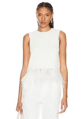 FRAME Crochet Feather Top in Off White - White. Size XS (also in M).