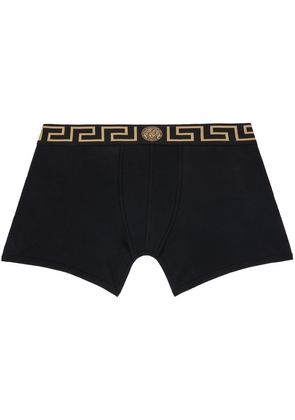 Versace Underwear Black Greca Border Long Boxers