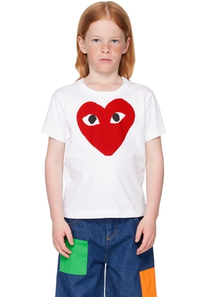 COMME des GARÇONS PLAY Kids White Large Red Heart T-Shirt