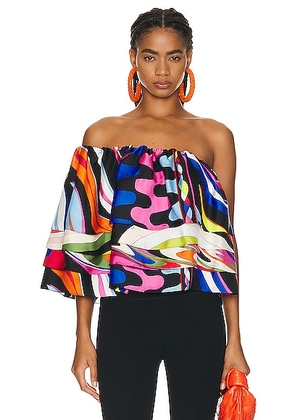 Emilio Pucci Off the Shoulder Top in Multicolor - Pink. Size 38 (also in ).