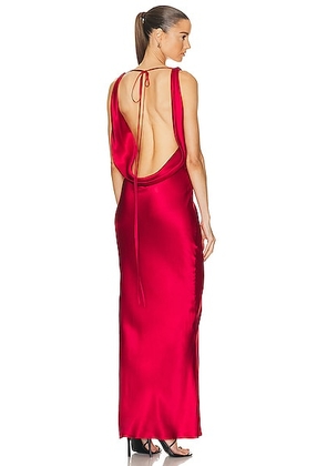 Mirror Palais Plunging Back Cowl Dress in Scarlett - Red. Size L (also in M, S).