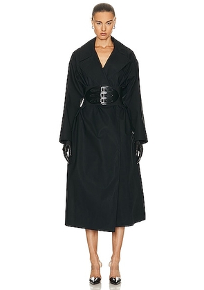 ALAÏA Belted Trench Coat in Noir - Black. Size 36 (also in 38, 42).