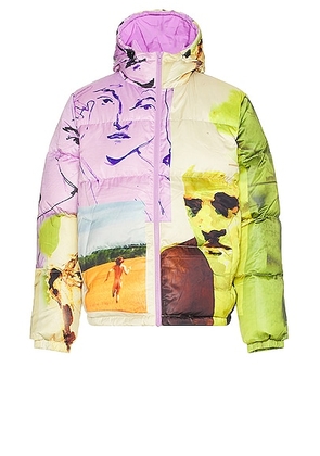 KidSuper Shiny Puffer Jacket in Multi - Lavender. Size L (also in M).