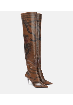 Jimmy Choo x Jean Paul Gaultier Tattoo leather over-the-knee boots