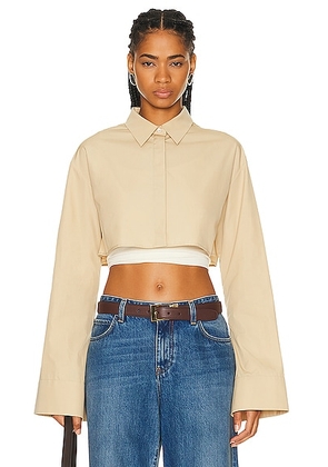 Loewe Cropped Shirt in Cafe Latte - Beige. Size 34 (also in 36, 38, 40, 42).
