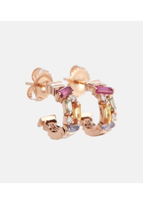 Suzanne Kalan Ella Rainbow 18kt rose gold earrings with diamonds and sapphires