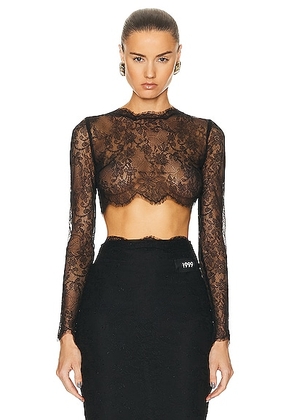 Dolce & Gabbana Cropped Long Sleeve Top in Nero - Black. Size 42 (also in ).