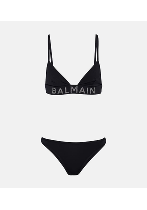 Balmain Embellished logo bikini
