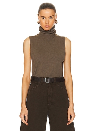 LESET Zoe Sleeveless Turtleneck Sweater in Soil - Taupe. Size L (also in ).
