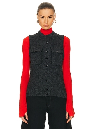Lemaire Sleeveless Fitted Cardigan in Penguin - Black. Size L (also in M, S, XS).