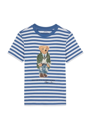 Polo Ralph Lauren Kids Bear In Paris Striped Cotton T-shirt (1.5-6 Years) - Blue - 4/4T (3 Years)