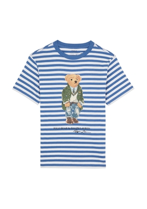 Polo Ralph Lauren Kids Bear In Paris Striped Cotton T-shirt (7-8 Years) - Blue - 8Y-S (7 Years)