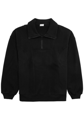 Saint Laurent Logo-embroidered Half-zip Cotton Sweatshirt - Black - L