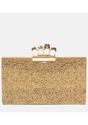 Alexander McQueen Jewelled Flat embellished leather clutch