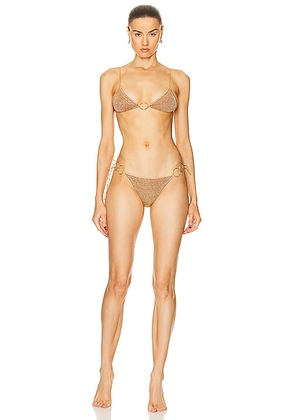 Oseree Lumière Ring Microkini Bikini Set in Toffee - Brown. Size M (also in ).