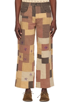 Glass Cypress Brown Patchwork Jeans
