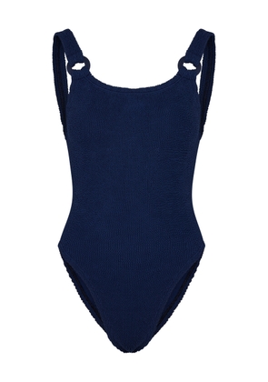 Hunza G Domino Seersucker Swimsuit - Navy - One Size