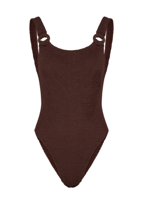 Hunza G Domino Seersucker Swimsuit - Chocolate - One Size