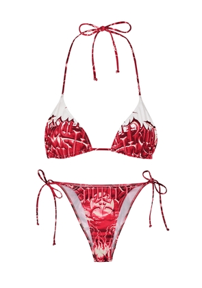 Jean Paul Gaultier Diablo Printed Triangle Bikini - White Red - M (UK12 / M)