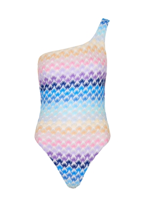 Missoni One-shoulder Metallic Fine-knit Swimsuit - Blue - 44 (UK12 / M)