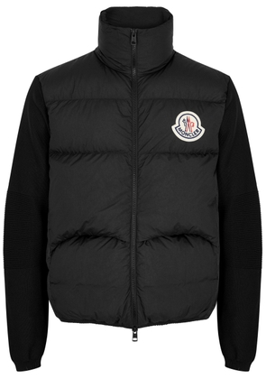 Moncler Quilted Shell and Ribbed Knit Jacket, Men's Designer Shell Jacket, Black - M