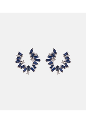 Suzanne Kalan 18kt white gold earrings with diamonds and sapphires
