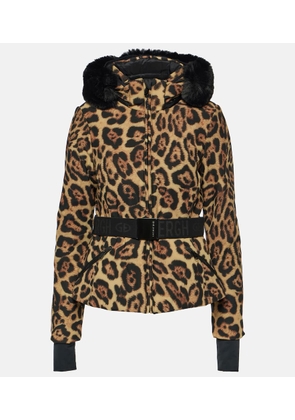 Goldbergh Fierce leopard-print faux fur down jacket