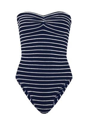Hunza G Brooke Striped Seersucker Swimsuit - Navy - One Size