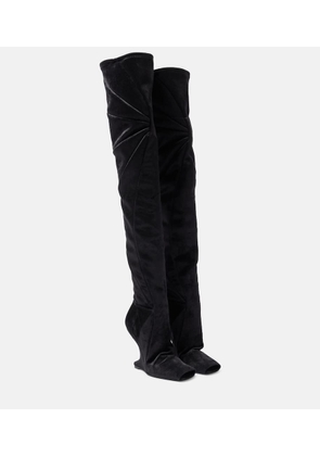 Rick Owens Cantilever velvet over-the-knee boots