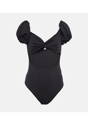 Giambattista Valli Puff-sleeve cutout swimsuit