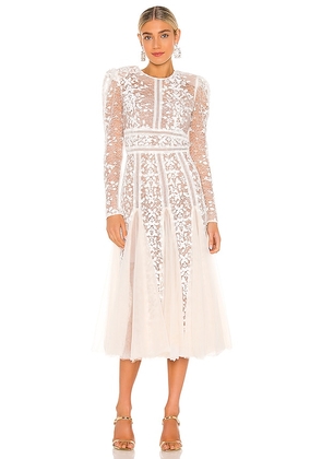 Bronx and Banco Megan Bridal Midi Dress in White. Size XS.