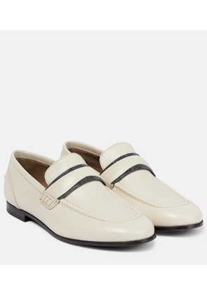 Brunello Cucinelli Embellished leather loafers