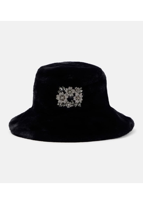 Roger Vivier Embellished faux fur hat
