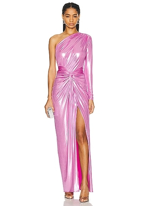 Lapointe Coated Jersey One Shoulder Draped Maxi Dress in Hibiscus - Pink. Size 0 (also in ).