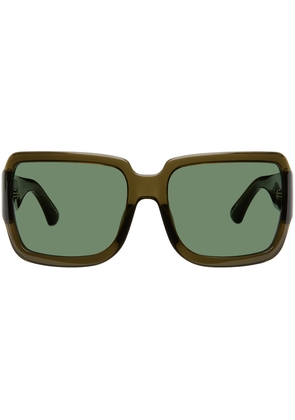 Dries Van Noten Khaki Linda Farrow Edition Oversized Sunglasses