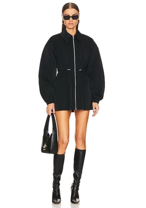 Helsa Tech Gabardine Zip Jacket in Black. Size M, S, XL, XS.