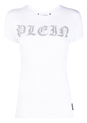Philipp Plein rhinestone-logo snake-print T-shirt - White