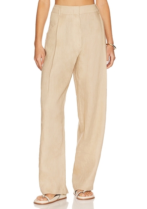 AEXAE Linen Highrise Trousers in Beige. Size M, S, XL, XS.