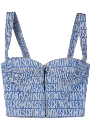Moschino monogram-print denim corset - Blue
