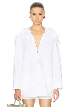 Bottega Veneta Long Sleeve Button Up Top in White - White. Size 34 (also in 38, 40).