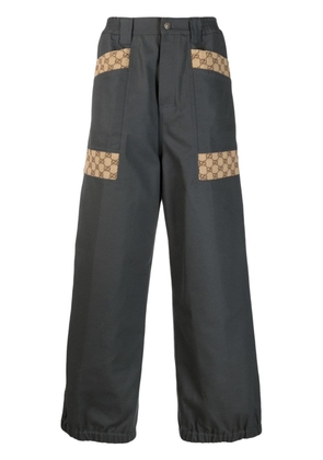 Gucci monogram-print loose fit trousers - Grey