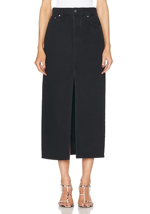 St. Agni Denim Maxi Skirt in Washed Black - Black. Size 24 (also in 25, 26, 27, 28, 29, 30).